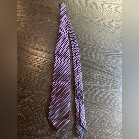 NWT Villa Bolgheri Purple and Black Striped Silk Tie